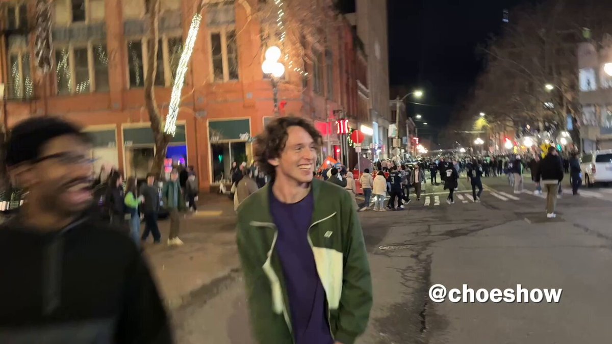 HAPPENING NOW: It's a circus in Seattle's Pioneer Square neighborhood. Thousands of Seahawks fans are pouring out of the bars after the Super Bowl victory and still celebrating in the streets. Fireworks and people climbing poles sure beats a violent Antifa direct action.