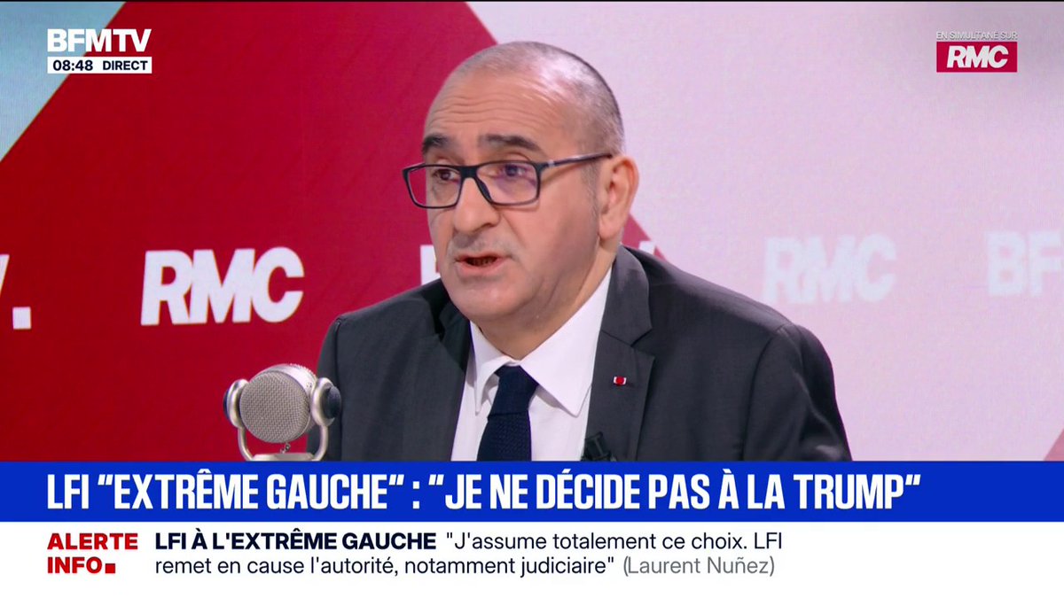 💬"Depuis l'été dernier, il y a une évolution vers une forme de radicalité" Laurent Nuñez évoque le classement de LFI à l'extrême gauche pour les municipales