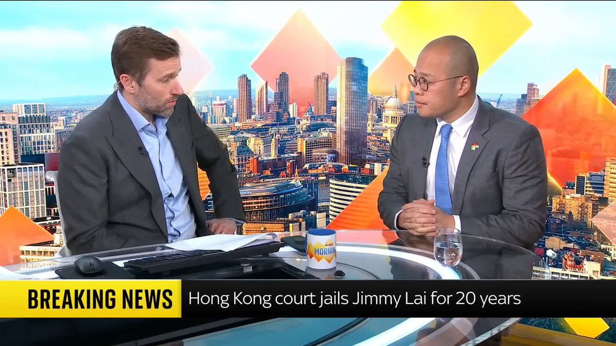 🗣️ "This is essentially a life sentence, a death sentence." Jimmy Lai's son Sebastien Lai reacts to his father's 20-year jail sentence in Hong Kong for national security offences and tells Wilfred Frost he hasn't spoken to his father in more than five years.