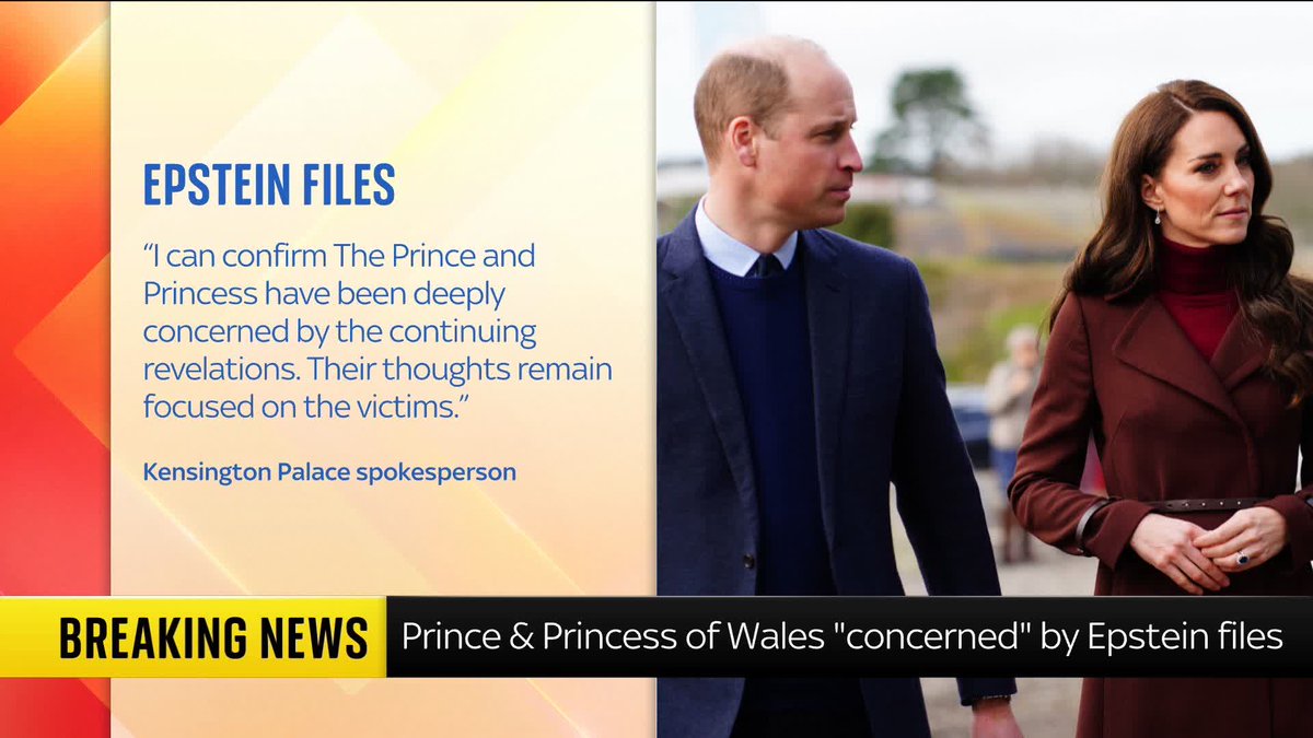 BREAKING: The Prince and Princess of Wales say they are 'deeply concerned' in their first statement on Epstein files. Royal correspondent Rhiannon Mills has the latest. Live updates: 📺 Sky 501, Virgin 602, Freeview 233 and YouTube
