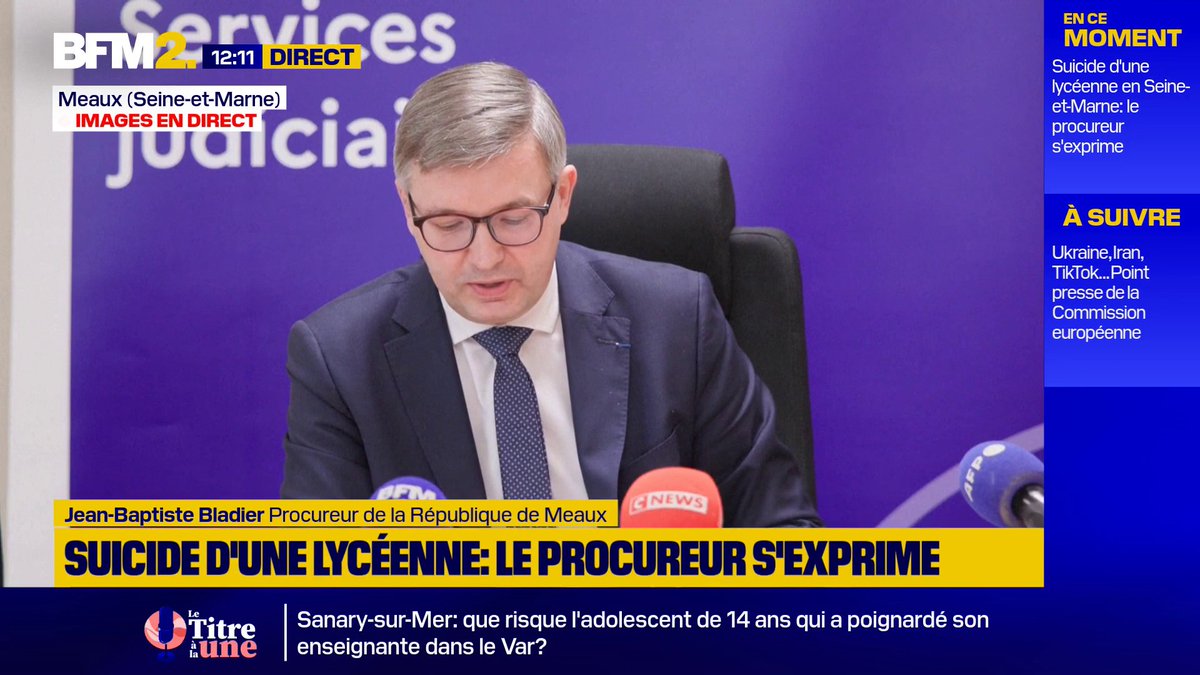 Suicide de Camélia: l'analyse des données téléphoniques ne permettent pas "d'étayer l'existence d'un harcèlement", selon le procureur de Meaux #BFM2