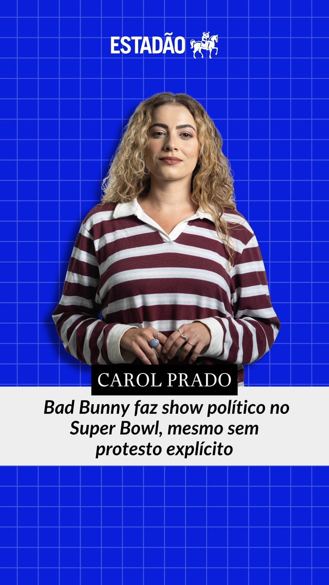 OPINIÃO 🗣️ Carol Prado: Bad Bunny fez um show bastante político no #SuperBowl deste domingo, 8, bem condizente com seu álbum mais recente, 'Debí Tirar Más Fotos'. 🤔 O que você achou do show? Deixe sua opinião nos comentários.
