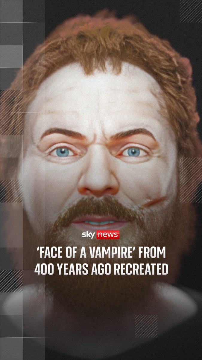 A 400-year-old skull belonging to a skeleton, which was discovered in Croatia, has been given a face by scientists through reconstructive technology, and it could be that of a suspected vampire. 🔗