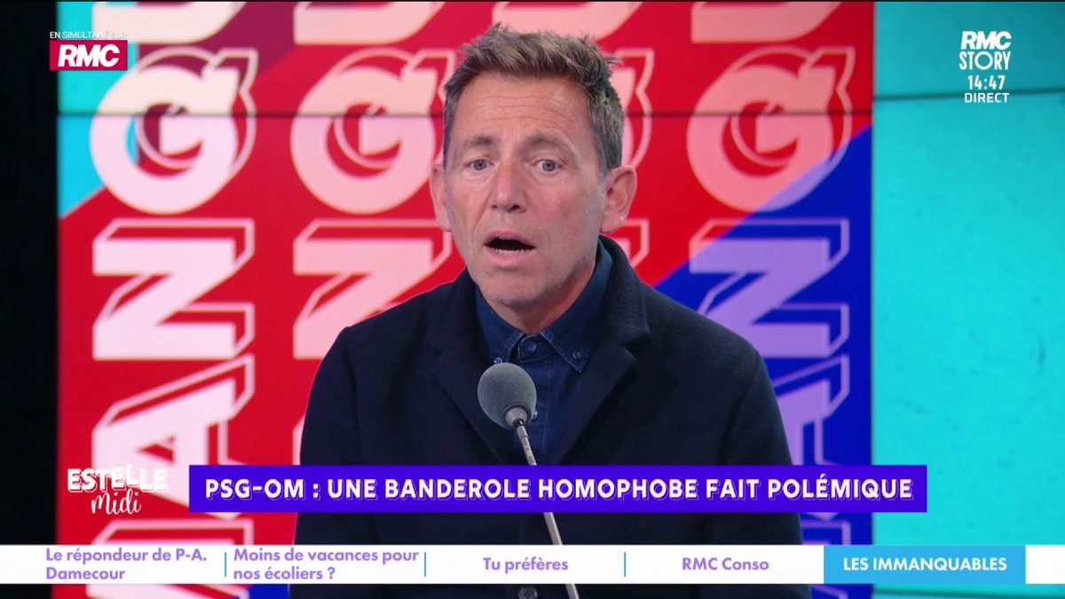 ⚽ PSG-OM : banderole homophobe 🎙️ Daniel Riolo : "Il ne faut pas inviter Booba dans l'avant-match dont les paroles sont sexistes... JUL, regardez les paroles en termes d'homophobie... Et là, on vient dire à des supporters qu'ils n'ont pas le droit de faire une vanne !"