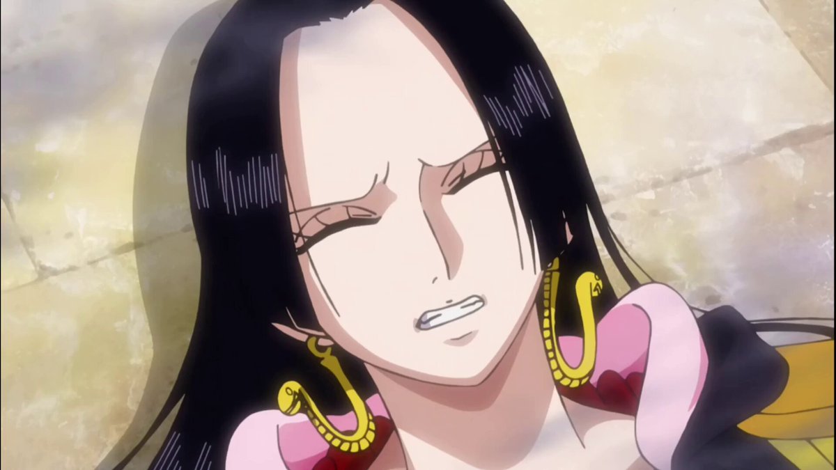 Boa Hancock fell hard, blushing. Luffy hugged her like a homie and moved on like nothing happened.