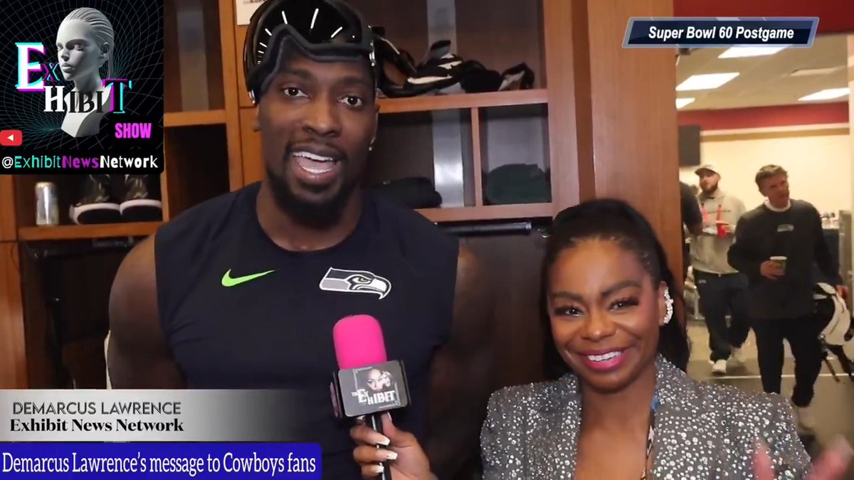 NEW-Super Bowl 60 Postgame: DeMarcus Lawrence's celebrates Super Bowl win AND sends another message to former #Cowboys team. “At the end of the day, players win championships…not logos.” Plus more on Drake Maye, Harry Potter jokes For FULL interview:
