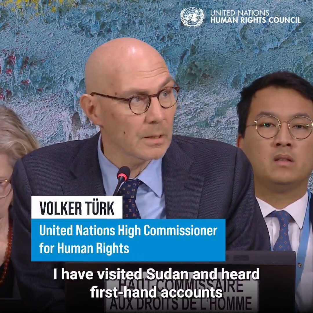 #Sudan | Last October in #ElFasher, "the RSF unleashed a wave of intense violence in which thousands of people were killed in a matter of days," UN Human Rights chief Volker Türk told the United Nations Human Rights Council. "Our collective job is to hold those responsible accountable."