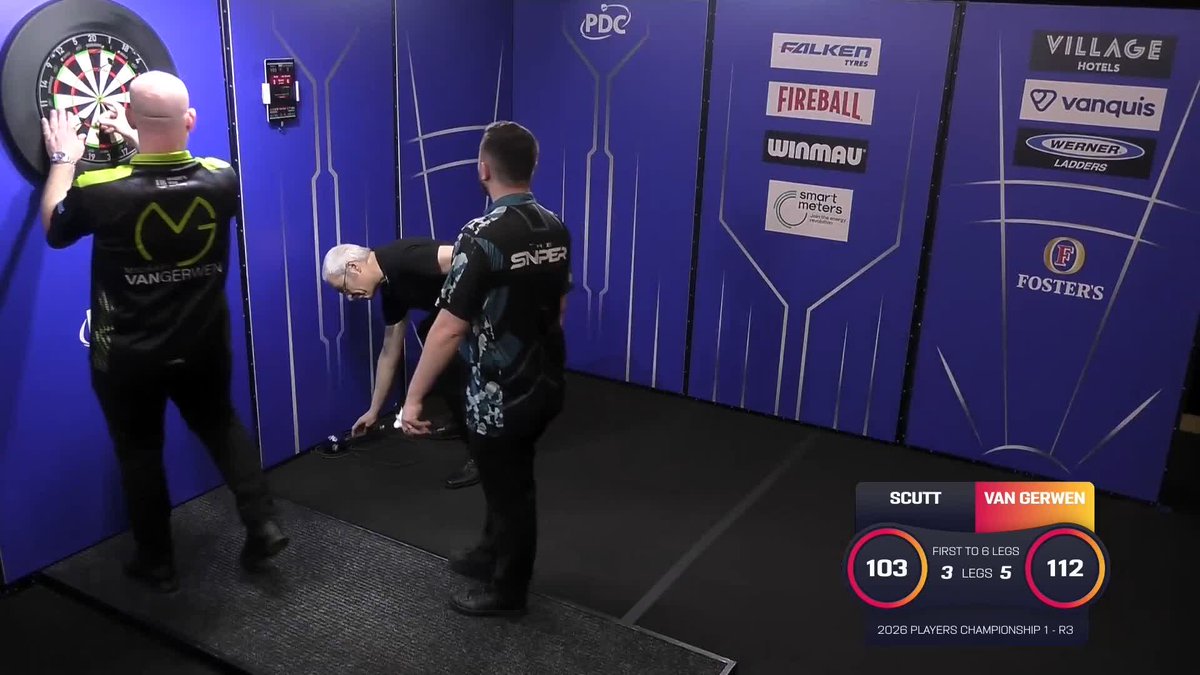FINISHING IN STYLE! 🤩 Michael van Gerwen is through to the Last 16 in Hildesheim, taking out 112 to complete a 6-3 victory over Connor Scutt! 📺 #PC1
