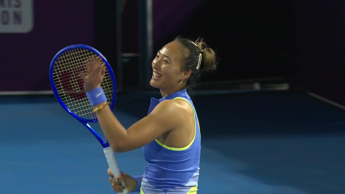 Welcome back 👑 Qinwen Zheng secures the victory against Kenin 4-6, 6-1, 6-2 with 20 aces! #QatarTotalEnergiesOpen