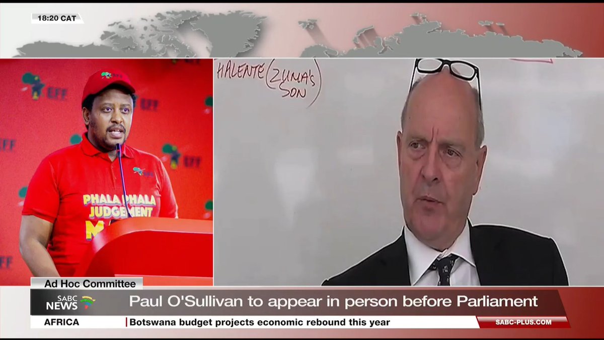 WATCH | EFF national spokesperson Sinawo Thambo says he is not convinced that Paul O’Sullivan was out of the country, as O’Sullivan is expected to appear in person before Parliament’s ad hoc committee tomorrow. He adds that he hopes O’Sullivan will cooperate with the committee.