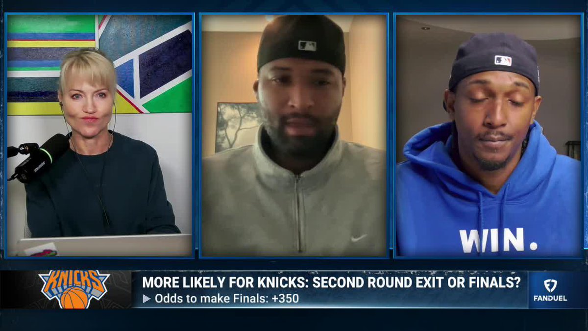 Boogie Cousins on the Knicks' chances in the East: "If everything plays out the way it's supposed to, 2nd round exit." Lou Williams said Boogie's "crazy" for that phrasing 🤣 Michelle Beadle | Lou Williams | DeMarcus Cousins