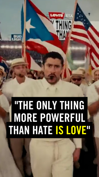 "The only thing more powerful than hate is love." Bad Bunny at Super Bowl 🤝🏽 Grammys
