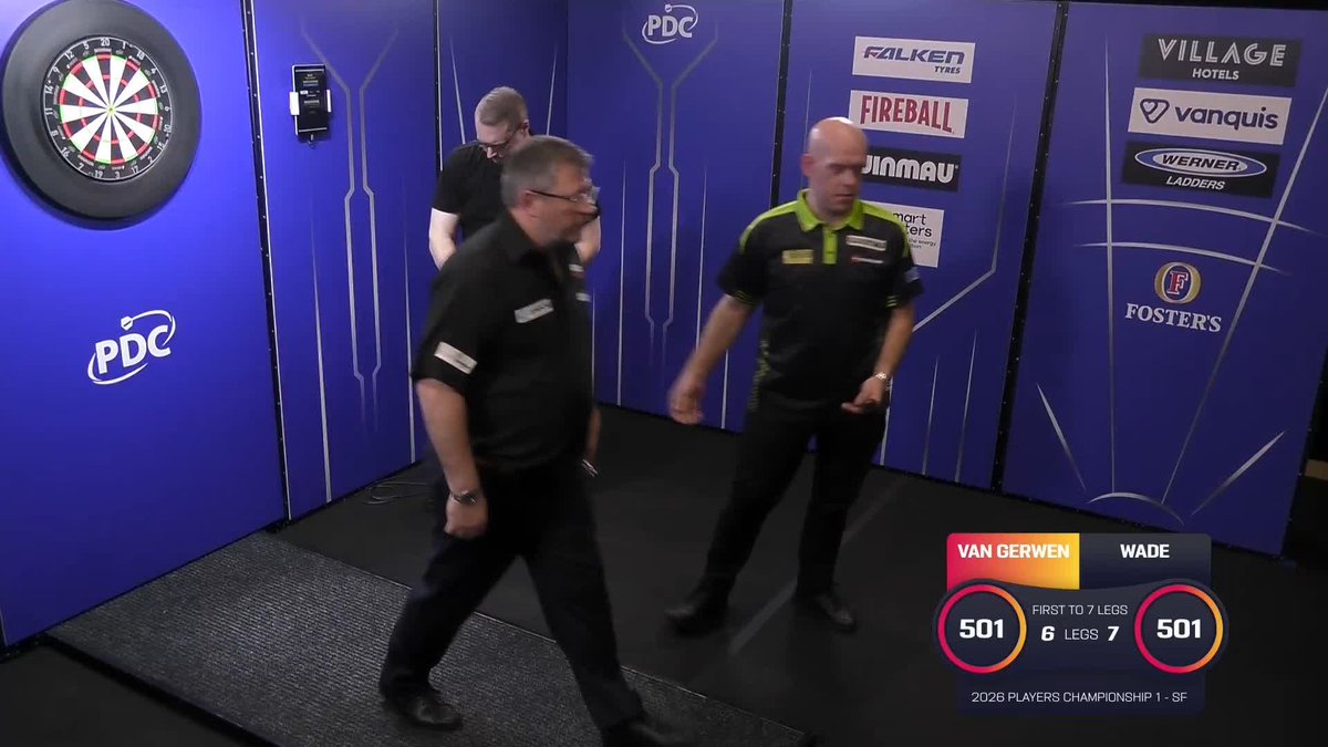 WADE INTO THE FINAL! In their 73rd meeting, James Wade gets the better of Michael van Gerwen to win a thrilling last-leg decider! The Machine is through to the final of PC1 and will face Nathan Aspinall in the final. 📺 #PC1