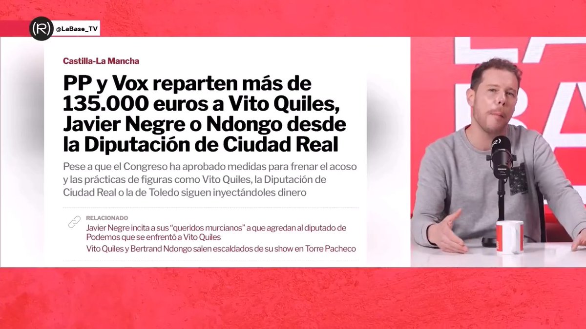 😒💰 Hacemos un repaso a los cientos de miles de euros de dinero público con los que PP y VOX han financiado a Javier Negre y a Vito Quiles para difundir bulos y odio 👇🏽 📺 LA BASE |
