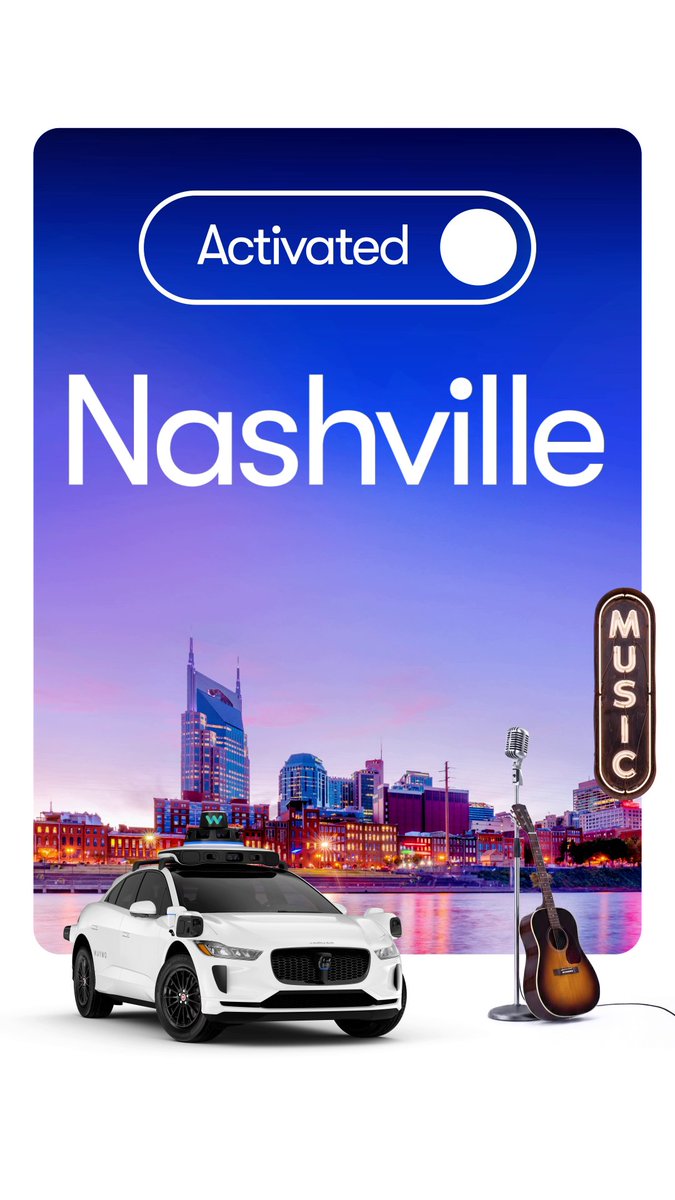 NEWS: Waymo has announced that they are now fully autonomous in Nashville, Tennessee, meaning no human driver at the wheel.