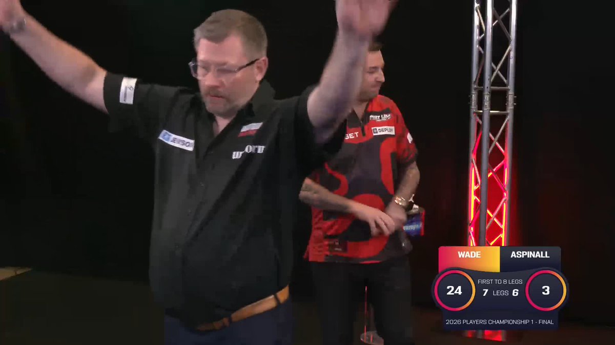 WADE WINS PC1! 🏆 James Wade wins the first Players Championship event of 2026, defeating Nathan Aspinall 8-6 in Hildesheim! 📺 #PC1