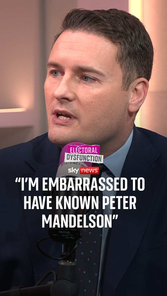 Health Secretary Wes Streeting tells Sky's Beth Rigby that he has "nothing to hide" over his relationship with Peter Mandelson. He's shared private texts with the former U.S. ambassador to back up his case. 🎧 Full interview on #ElectoralDysfunction 👉