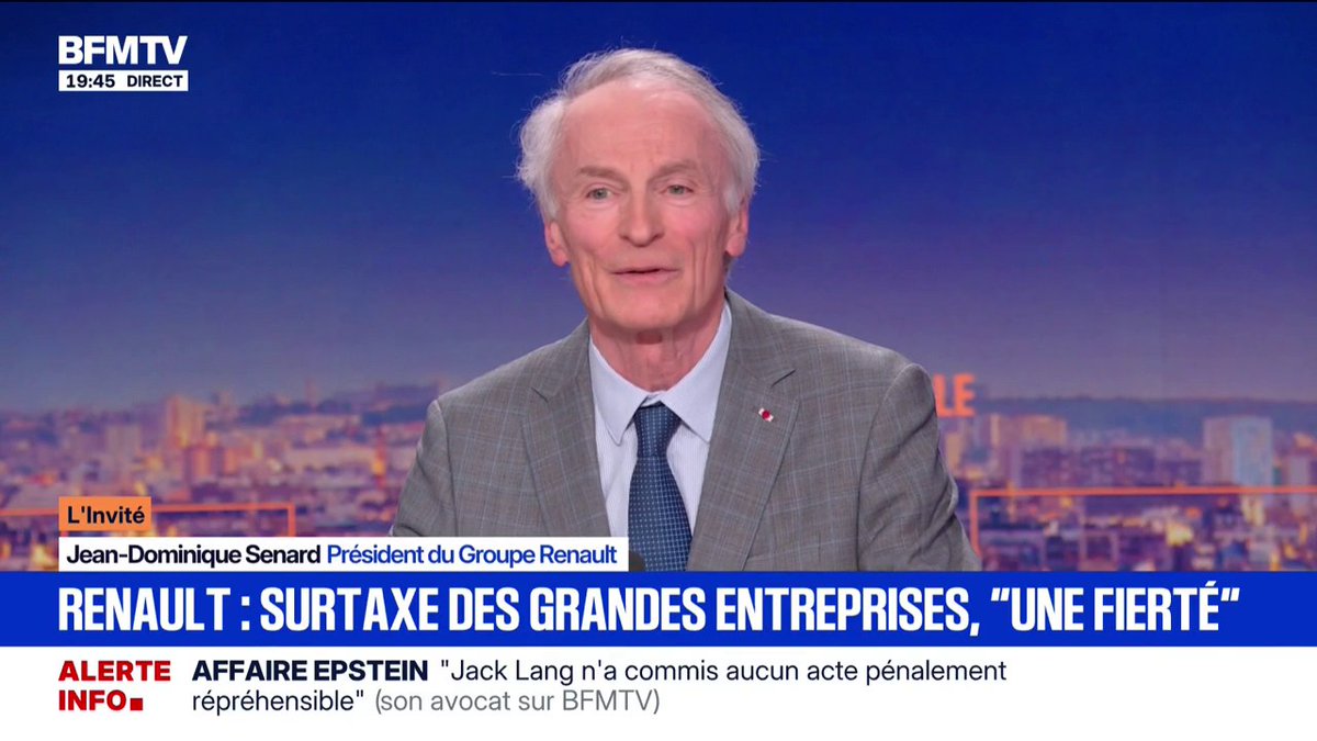"Je ne regrette pas du tout": Jean-Dominique Senard, président du groupe Renault, déclare avoir "décliné" Matignon