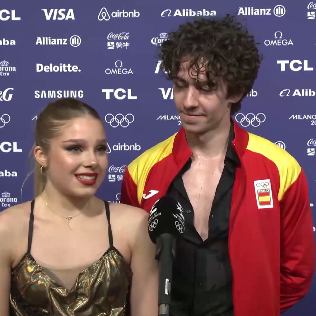 ❤️🇪🇸 La emoción de Sofía Val y Asaf Kazimov ante David Orenes y Eurosport España tras su debut en unos Juegos Olímpicos: ☺️ "Hemos podido lucir todo nuestro trabajo de estos 3 años" 🫂 "Felices especialmente de tener a nuestras familias en el pabellón" #MilanoCortina2026