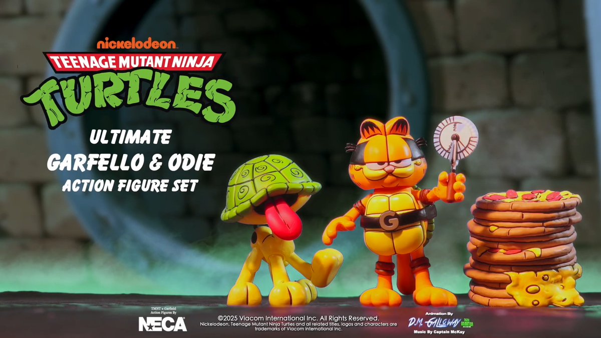 via NECA (YouTube) TMNT (Archie Comics) x Garfield - Ultimate Garfello &amp; Odie Action Figure