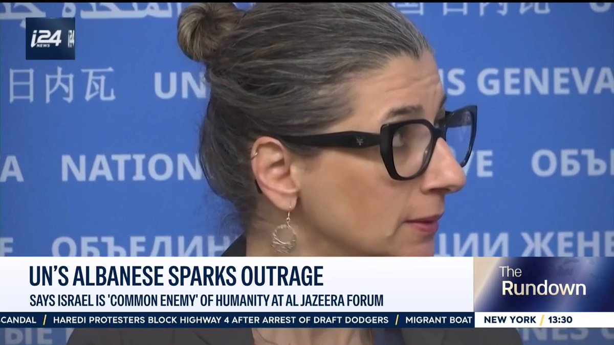 'A crazy scene: A UN representative sitting alongside Hamas terrorists, invoking a quote favored by Hitler to attack Israel- Nazi, antisemitic rhetoric' Hen Mazzig joins Nicole Zedeck on #TheRundown as UN's Albanese describes Israel as a “common enemy” of humanity