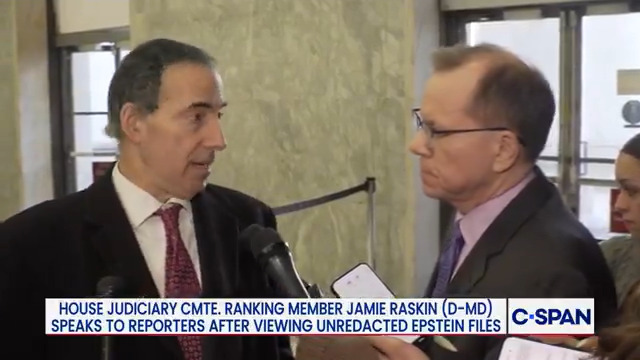Q: What did you see specific to President Trump or President Clinton? Were there specific redactions? Rep. Jamie Raskin: "I did not see any redactions related to President Clinton."