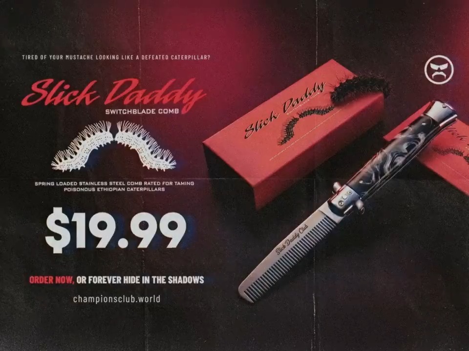 Attention Mustache Enthusiasts, Facial Hair Dominators, and/or International Video Game Superstars... The Slick Daddy Switchblade Comb® has arrived!
