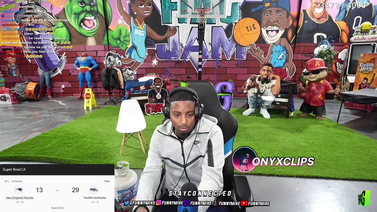 FunnyMike started GOING CRAZY and DESTROYED his setup after he lost 1M on the Super Bowl and proceeded to blame it on the Drake curse😭 "If Drake never done the same thing as me I would of won man"💀