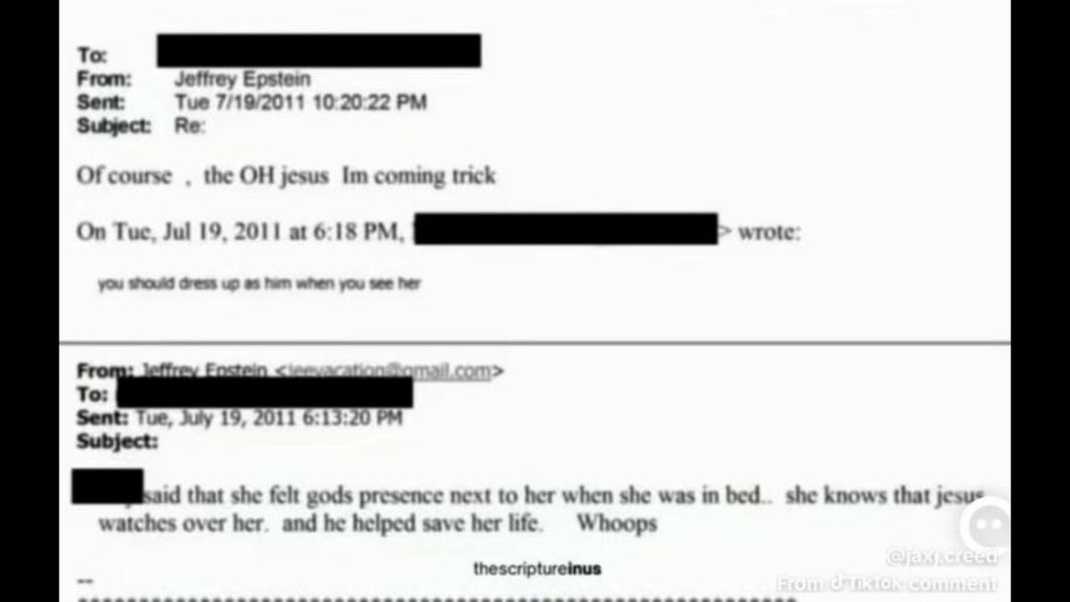 SICK: "Of Course, The OH Jesus Is Coming Trick" Epstein Mocks Sex Trafficked, Tortured, & Most Likely Murdered Child When She Called On Jesus Christ To Save Her "She Felt God's Presence Next To Her When She Was In Bed.. She Knows That Jesus Watches Over Her, And He Helped Save Her Life. Whoops"
