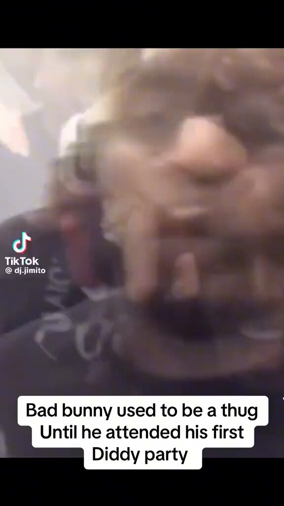 🚨BAD BUNNY WAS A THUG……UNTIL HE MET THE DIDDLER Diddy done took that boys man card, turned him into a little biyotch. Audio clips have resurfaced of, what appear to be, Bad Bunny being sodomized by P. Diddy. Effectively selling his soul for the fame and fortune that would follow. Now ask yourself…..what is it that Bad Bunny was terrified by when leaving the Superbowl that had him so paranoid? These people are sick