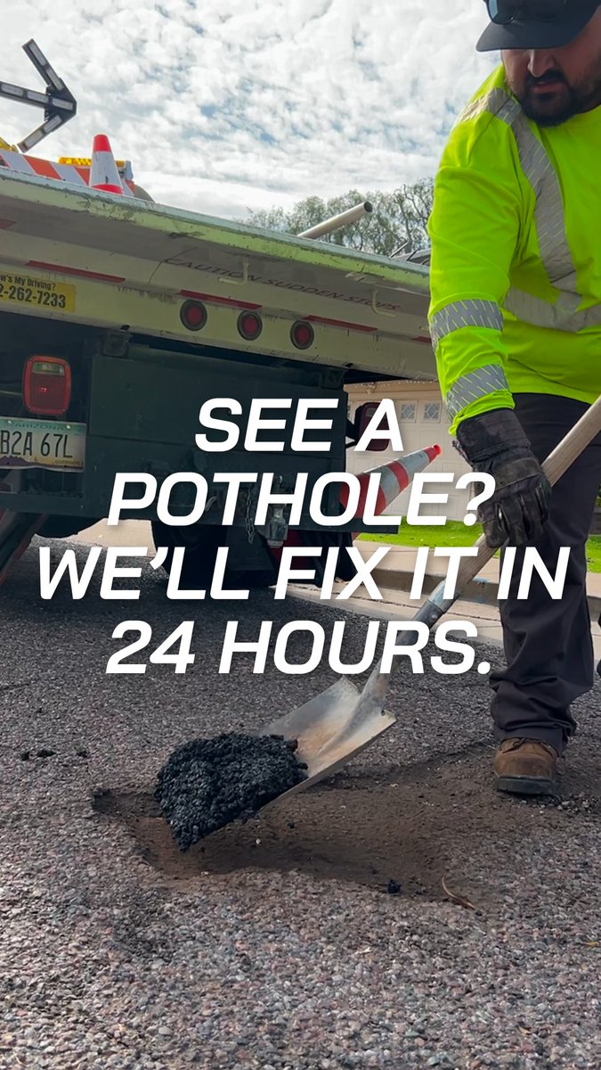 Potholes cost drivers billions of dollars in repairs every year. In Phoenix, we fix them fast. See a pothole? Call our 24/7 hotline at 602-262-6441 and Phoenix Street Transportation will repair it within 24 hours.