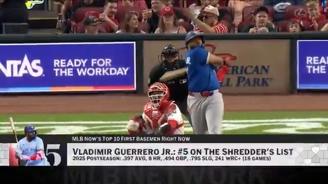 Vladimir Guerrero Jr. is the No. 5 first baseman on MLB Now's #Top10RightNow.