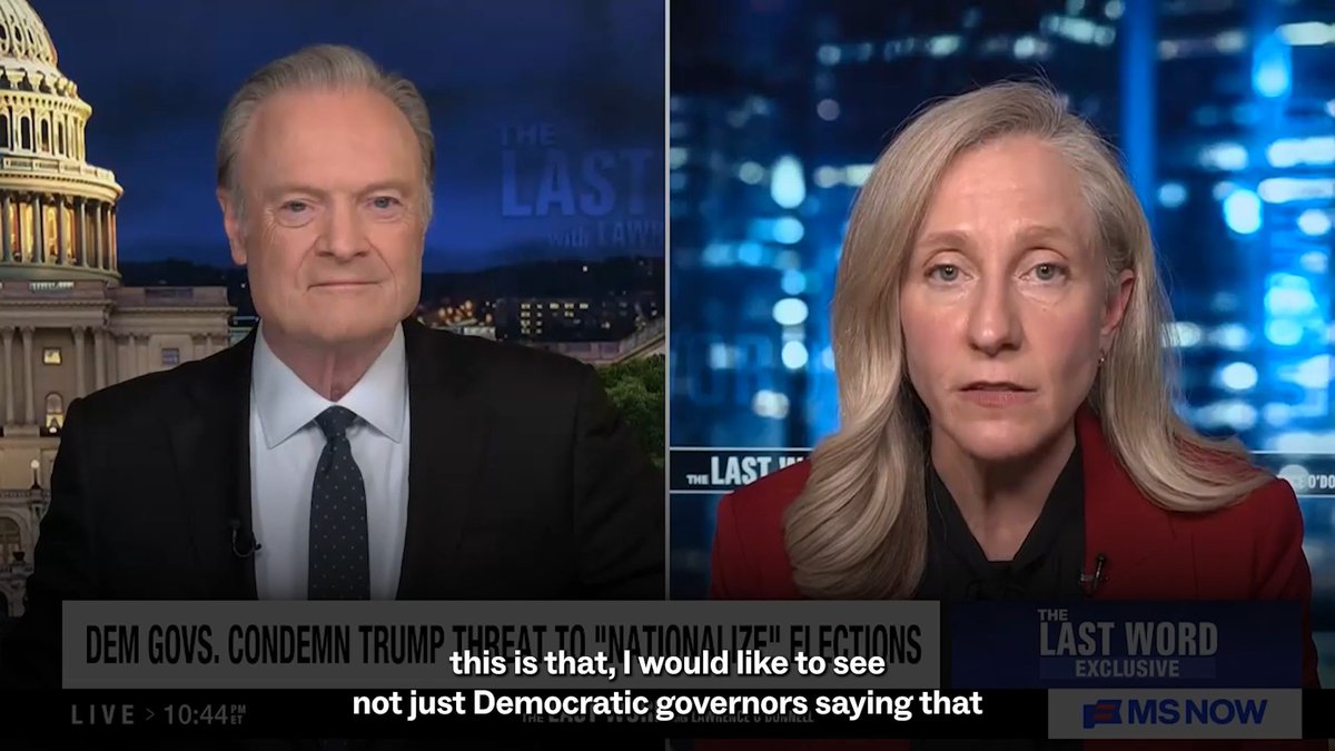 Gov. Abigail Spanberger says Donald Trump is plotting to “nationalize” our elections because he’s desperate. Watch >>