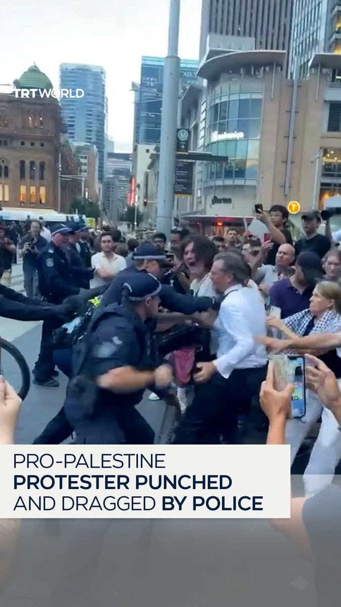 A man was repeatedly punched and then dragged to the ground by police officers during a pro-Palestine rally in Sydney on February 9, held to protest the arrival of Israeli President Isaac Herzog in the city