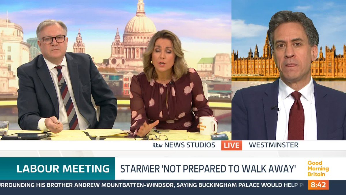 'We made the judgement as a collective body that the right thing to do was to support Keir,' says Ed Miliband. This comes as the Prime Minister fights for political survival after the Lord Mandelson scandal.