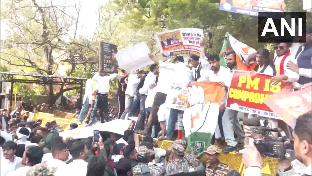 #WATCH | Amid Epstein Files controversy, Indian Youth Congress workers protest at Delhi's Jantar Mantar