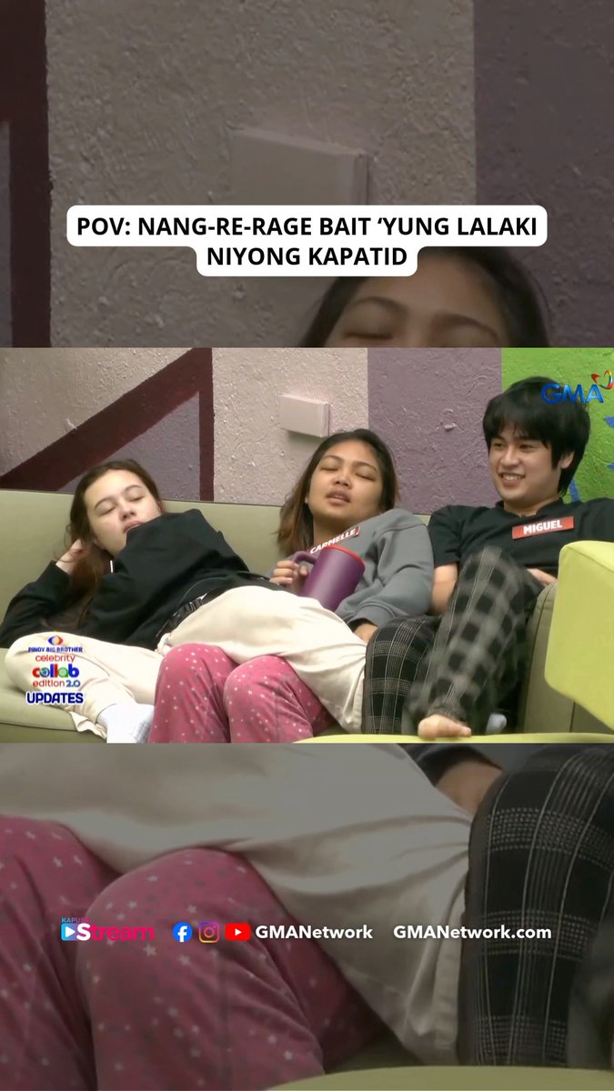 RAGE BAITING 101 WITH MIGUEL 🤣 Don’t miss the latest #GMAPBBCollab updates! Catch them on weekdays at 10:57 AM, before TiktoClock, and at 5:40 PM, before Family Feud, on GMA! For PBB All-Access Livestream, visit: