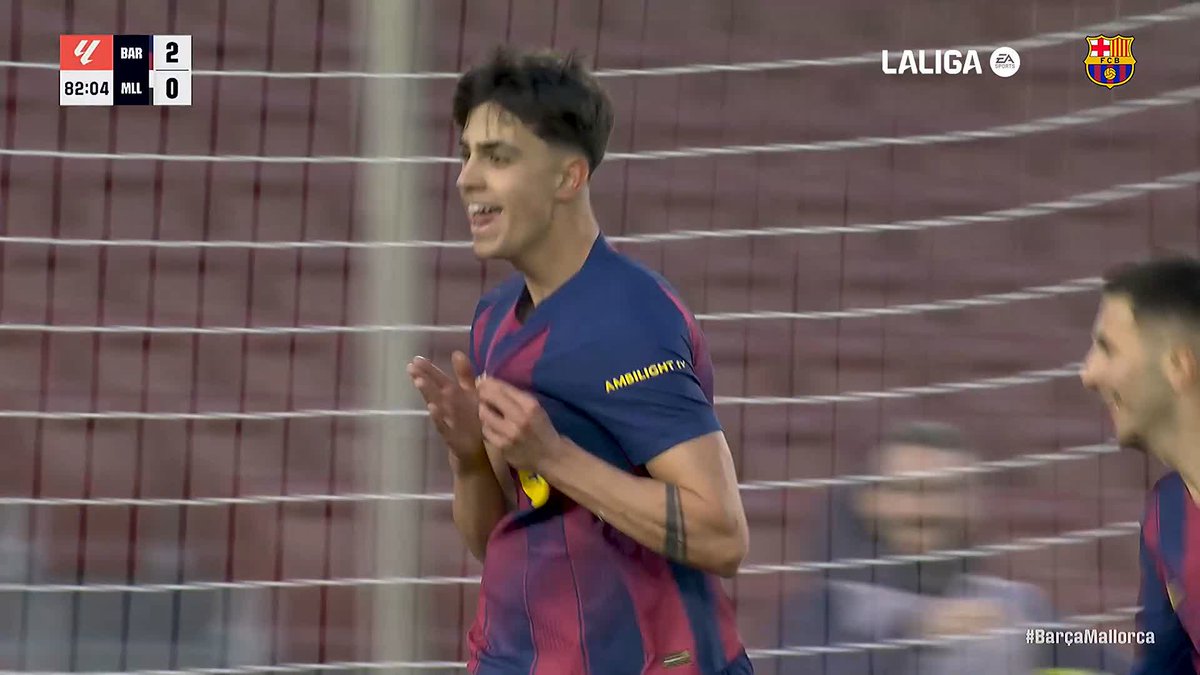 Marc Bernal's first goal with Barça 🫶 #BarçaMallorca | #LaLigaHighlights