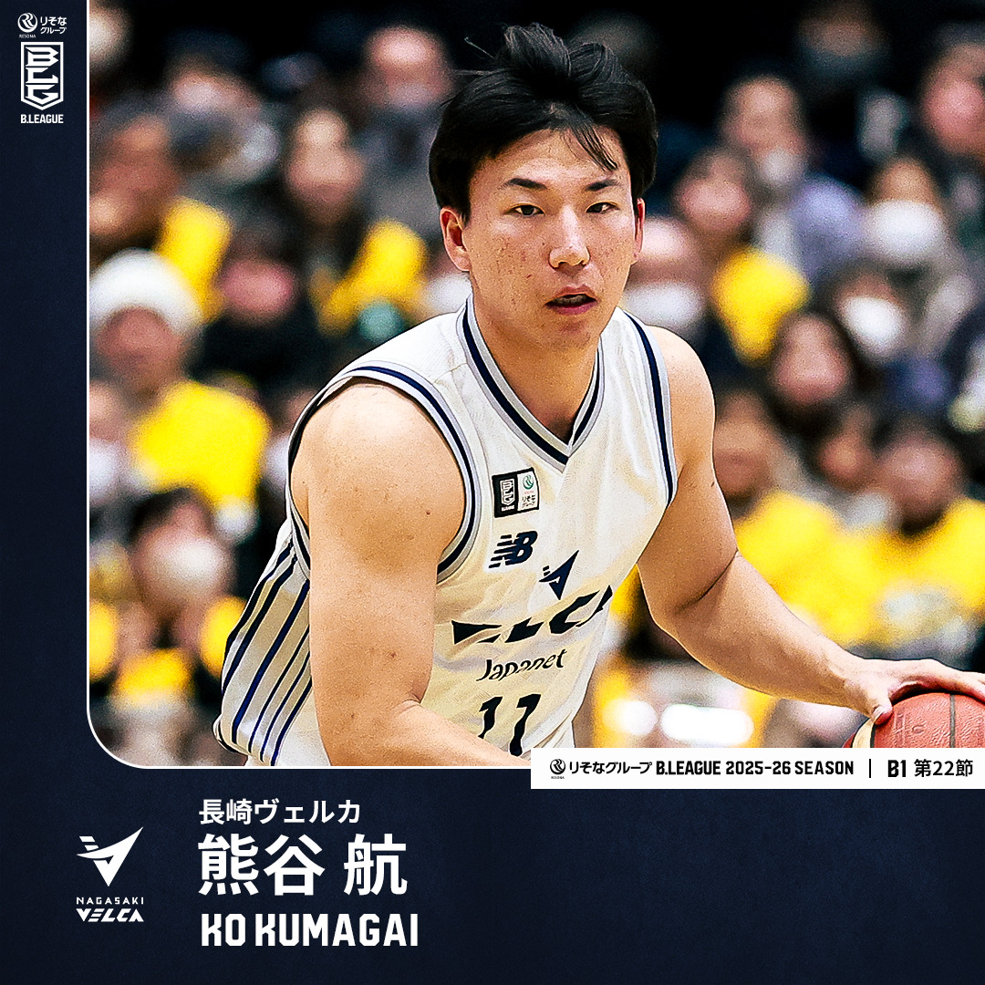 攻撃型ガードが本領発揮⚡️ 約2年ぶりとなる20得点をマーク！ 長崎#11 熊谷 航（PG｜173cm） GAME2：20 PTS｜4(4/5) 3FGM｜6 AST 【第22節 vs 宇都宮】 長崎ヴェルカ 公式 #Bリーグ #りそなグループ