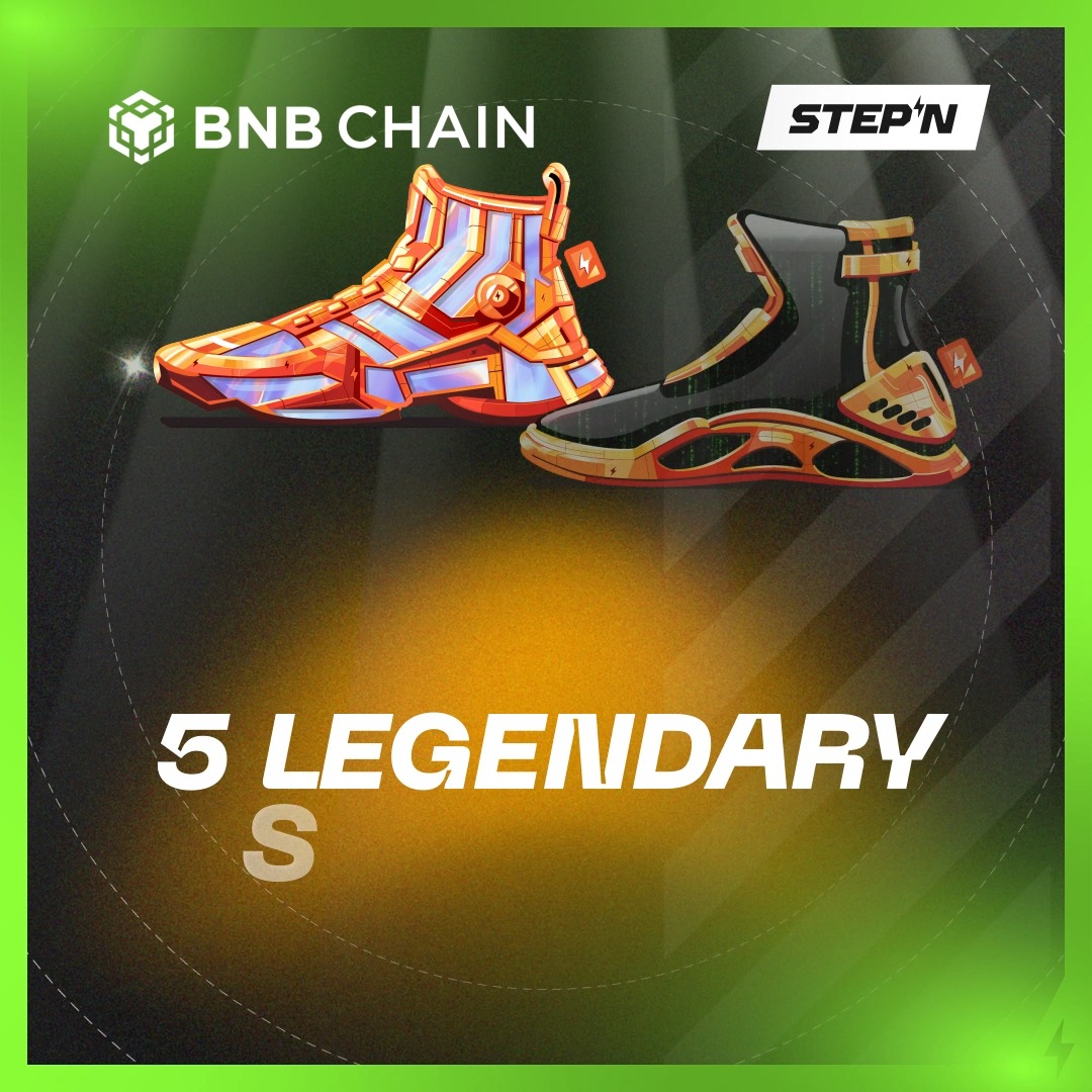 You thought we forgot about BNB? 👀 Not a chance! A Legendary Sneaker Auction is coming your way 💛 What to expect: 👟 5 Legendary Sneakers 👟 1 Walker | 1 Jogger | 1 Runner | 2 Trainers 🔗 BNB Chain 🗓 Feb 11, 6 AM UTC to Feb 13th, 6 AM UTC 📍 The Auction will run on using NFT tickets on Polygon, but once it ends, your Legendary Sneaker will appear directly in your BNB in-app inventory (just remember to link STEPN to your FSL ID). ⚠️ Important: Legendary Sneakers will be airdropped only to the original Legendary Auction bought or transferred from other users will NOT receive a Legendary Sneaker. And don’t forget: you earn rewards when you bid, even if you don’t win 💸 Ready? Steady… BID! 🔨