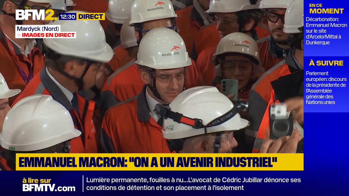 💬 "Le combat qui est le nôtre c'est d'être plus fort, plus productif, plus indépendant" Décarbonation: le président Emmanuel Macron visite le site d'ArcelorMittal à Dunkerque #BFM2
