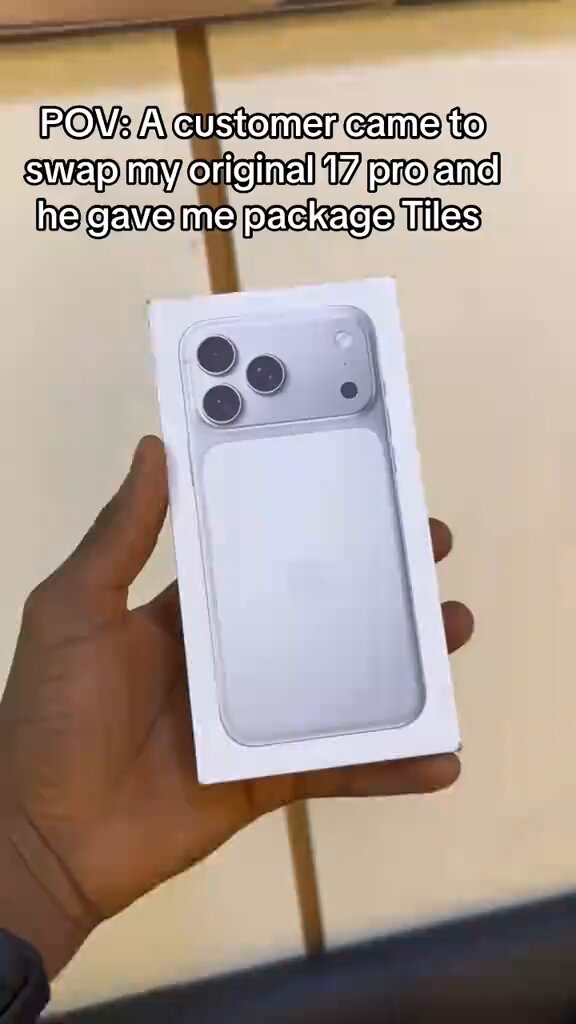 Nigerian phone vendor cries out after a man came to swap his old iPhone for a new iPhone 17 Pro, only for the man to switch the iPhone with a brick of tile and escape with the iPhone 17 Pro.