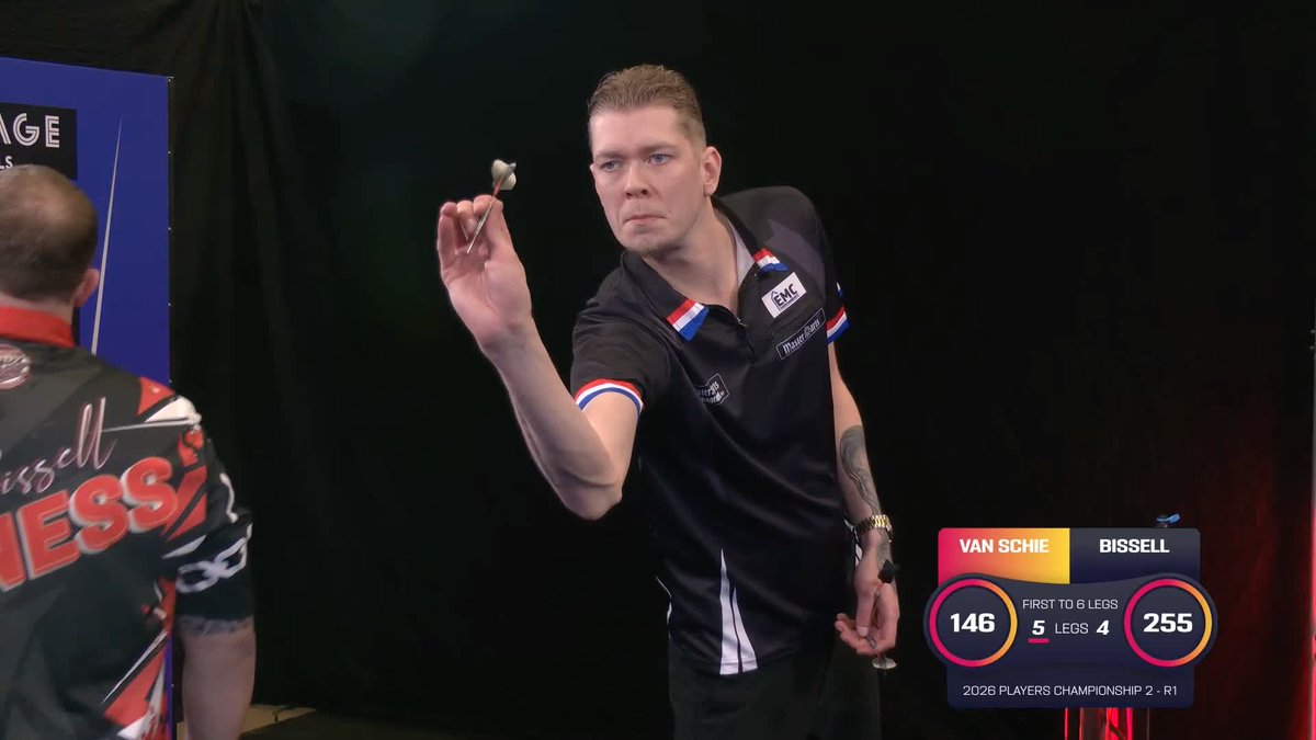 VAN SCHIE UP AND RUNNING! Jimmy van Schie takes three legs on the spin to defeat Tom Bissell 6-4 and win his first game on the 2026 Players Championship circuit! 📺 #PC2