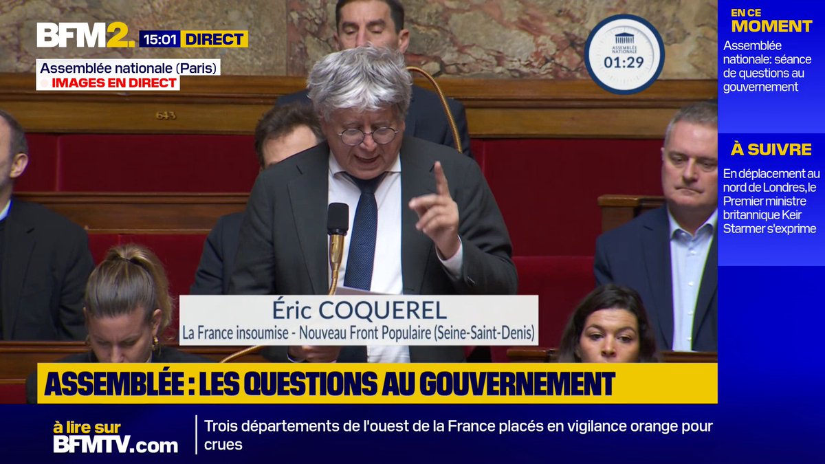 💬"Ce qui gangrène les institutions, (...) ce sont des nominations comme celle-ci " Éric Coquerel s'oppose à la volonté d'Emmanuel Macron de nommer Amélie de Montchalin à la Cour des comptes #BFM2
