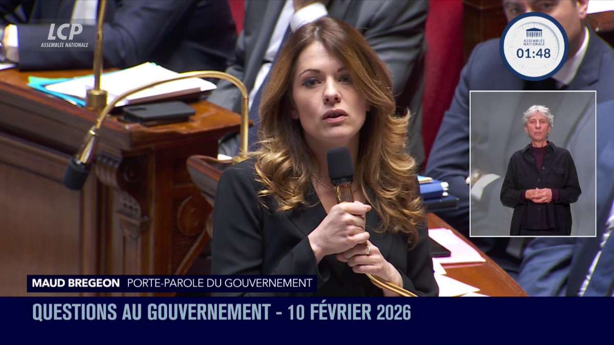 Nomination d'Amélie de Montchalin à la Cour des comptes : "Je suis extrêmement fière que le président de la République ait choisi une femme compétente pour devenir la première femme présidente de la cour des comptes", répond Maud Bregeon. #QAG #DirectAN