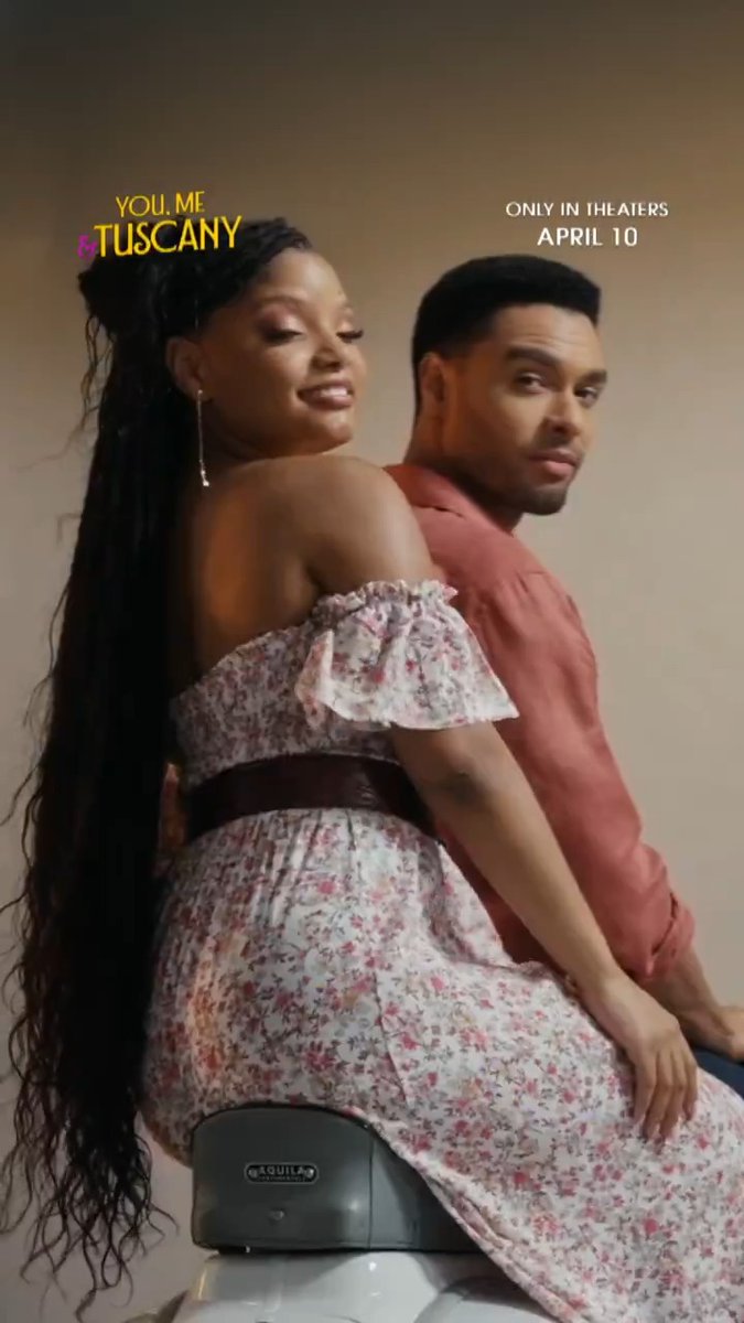 Sparks are flying ❤️🔥 You, Me & Tuscany starring Halle Bailey & Regé-Jean Page is only in theaters April 10. #TuscanyTuesday