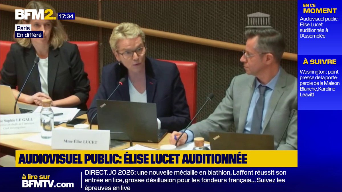 Les caméras cachées utilisées comme "dernier recours" pour les enquêtes, affirme Élise Lucet, lors de son audition lors de la commission d'enquête sur l'audiovisuel public à l'Assemblée nationale #BFM2
