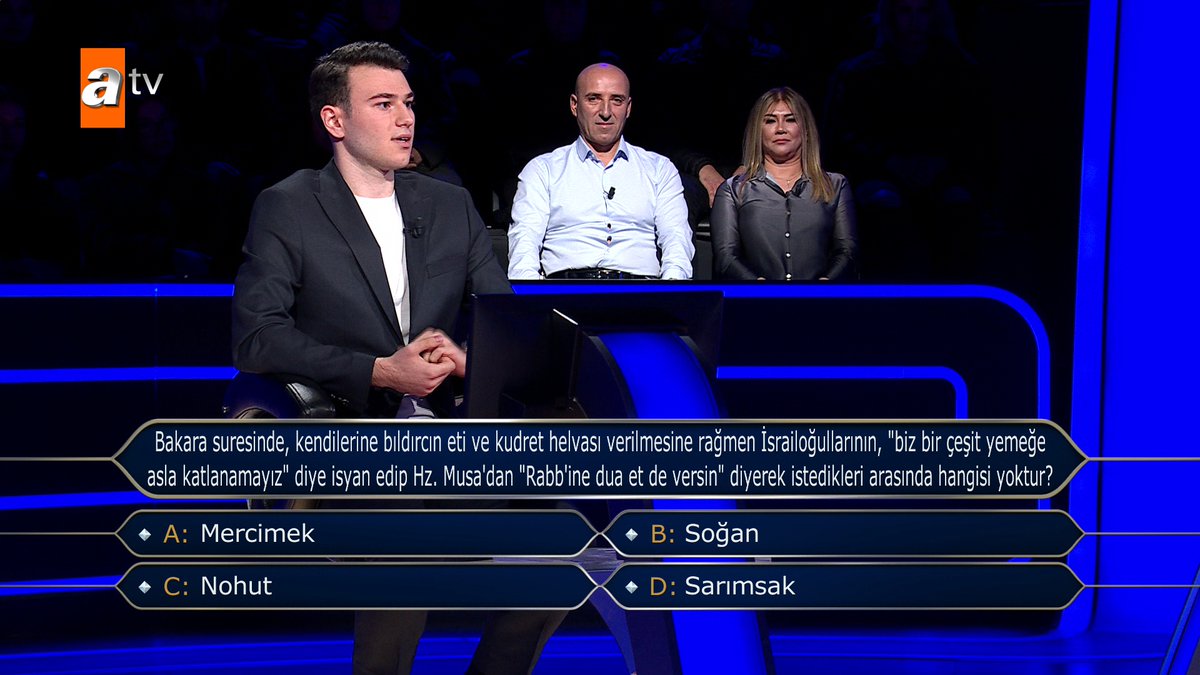 İşte o 5 milyonluk soru.. Yarışmacı soruya doğru cevap vererek 5 milyon kazanan ilk yarışmacı olmuştu.