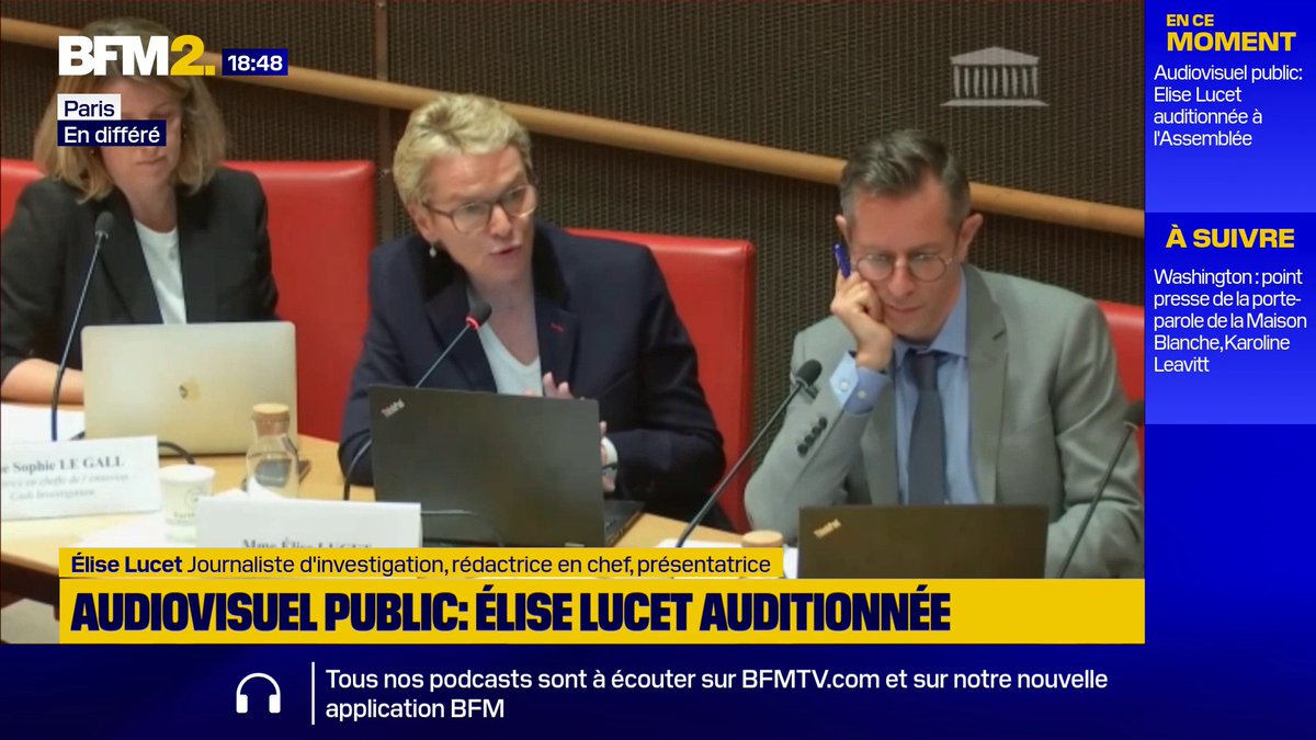 💬"Nous ne sommes pas dans un état de faillite ou de quasi faillite", répond la journaliste Élise Lucet, au rapporteur de la Commission d'enquête sur l'audiovisuel public, concernant France Télévisions #BFM2