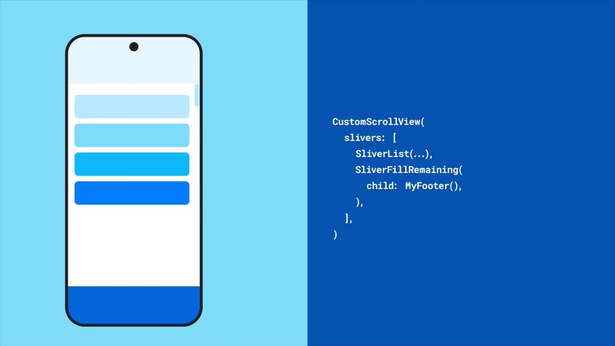 New #WidgetOfTheWeek alert! 🚨 Use SliverFillRemaining to fill the remaining space in a CustomScrollView.
